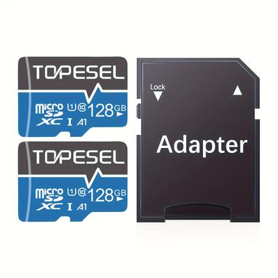 TEMU Topesel 2 Pack 128gb/64gb/32gb/16gb Card, Storage Card, U1, Suitable For Tablets, Smartphones, Dash Cams, Cameras, Monitors Blue Image