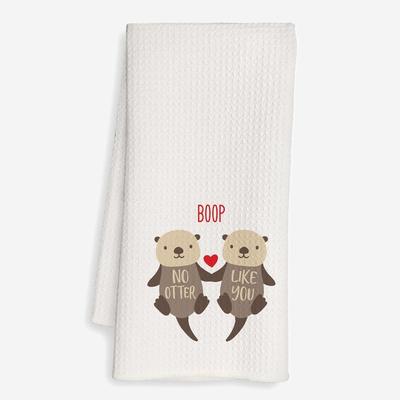 TEMU 1pc 18*26inch Kitchen Towel, A Lovely Present For Her, A Wedding Anniversary Gift For Your Wife, A -themed Gift For Women, An Adorable Otter Decorative Hand Towel For Couples. Image