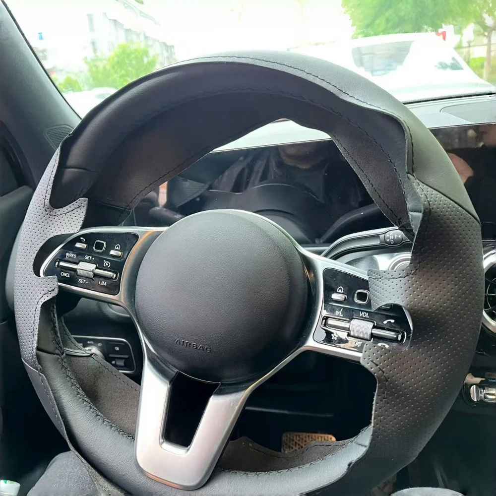 Coprivolante per auto in pelle per Mercedes Benz classe A 2019-2020 GLC GLB 2020 CLS 2018-2020 accessori per auto in treccia scamosciata