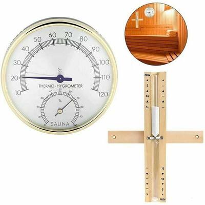 Sauna-Thermometer, Hygrometer und Sanduhren, 15-Minuten-Timer, 2-in-1-Saunaraumthermometer, Image