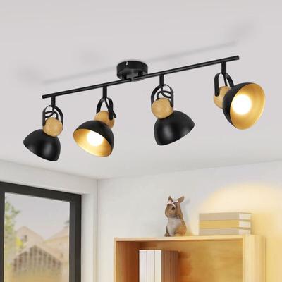 Deckenstrahler Vintage Schwarz Deckenlampe: 4 Flammig Retro Strahler E27 Flurlampe Schwenkbar 350° Image