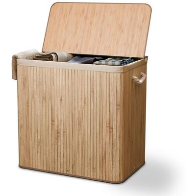 Wäschekorb Curly mit Deckel – Wäschesammler Bambus – Stoff Wäschesack herausnehmbar & waschbar – 3 Image