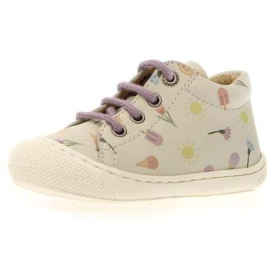 Lauflernschuh NATURINO "COCOON PR. FRESHEN MILK", Kinder, Gr. 20, beige eistüten, Glattleder, bedruckt, klassisch, Schuh