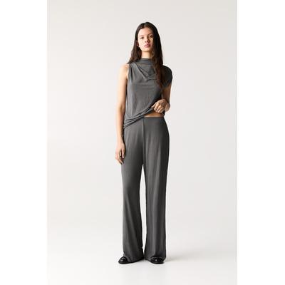 Flared Creased-Effect Trousers