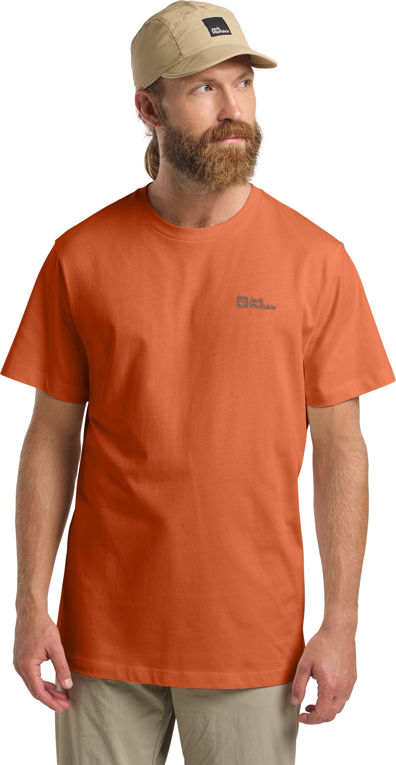 T-Shirt JACK WOLFSKIN "ESSENTIAL T M", Damen, Gr. L (52), orange (burnt, orange), Obermaterial: 100% BAUMWOLLE ; Kontrast:100% BAUMWOLLE, Shirts T-Shirt