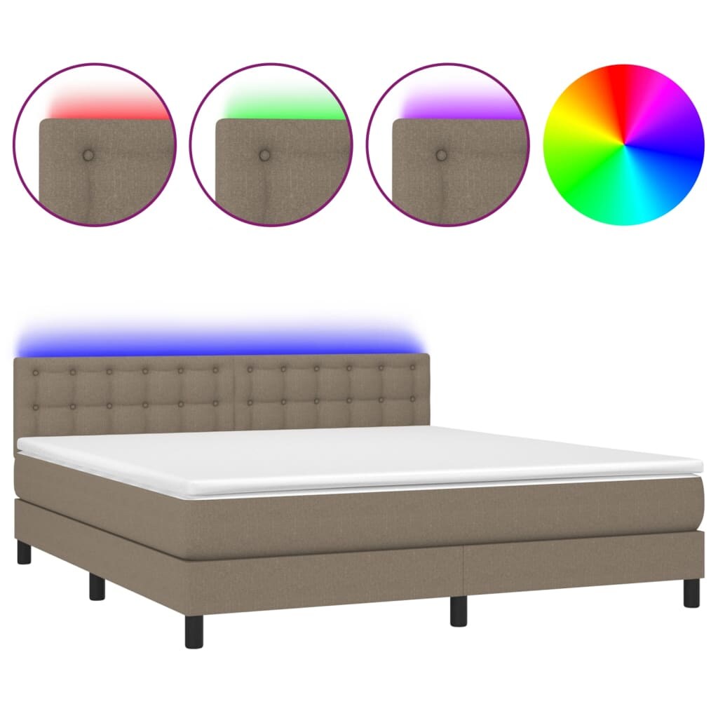 vidaXL Boxspringbett mit Matratze & LED Taupe 160x200 cm Stoff Image