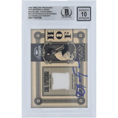 V106832 RedSox Carl Yastrzemski Boston Red Sox Autogramm 2005 Donruss Timeless Treasures HOF Materials Jersey Relic #HOF-8 #/100 Beckett Fanatics Witnessed Authenticated 10 Card Carl Yastrzemski AUT DNS TRADING CARDS 45666 AUTTRC CA01B00134 #3 Image