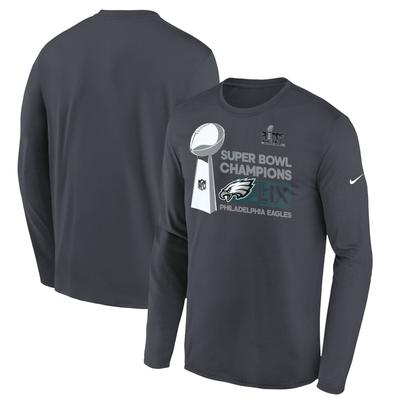 Anthrazitfarbenes Nike-Langarm-T-Shirt für Jugendliche aus der Philadelphia Eagles-Super-Bowl-LIX-Champions-Locker-Room-Trophy-Kollektion Image