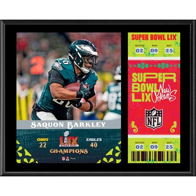 Saquon Barkley Philadelphia Eagles Super Bowl LIX Champions 12'' x 15'' Sublimierte Plakette mit Replika-Ticket Image