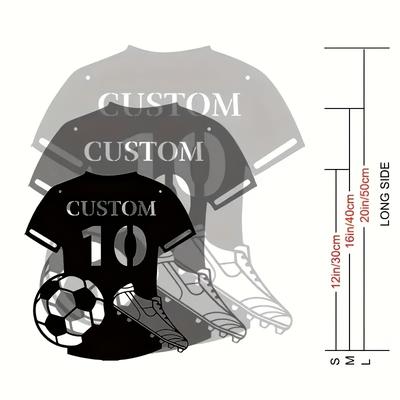 TEMU Customizable Football Wall Art - Personalized Number & Name, Sports-themed Home Decor, Black Metal, No Electricity Required, Ideal For Housewarming Gifts, Football Room Decor Image