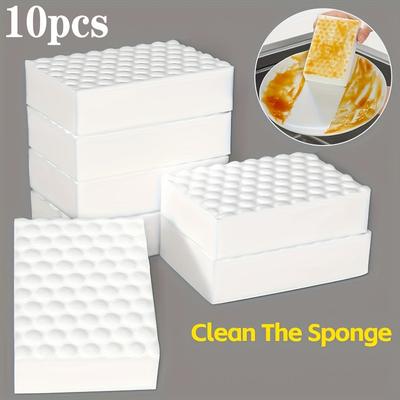TEMU 10pcs Magic Nano Cleaning Sponges - Versatile Foam For Kitchen, Bathroom & More - Stain Remover For Glass, Metal, Countertops & Walls, Bedroom, Toilet, Living Room, Dishes, Tubs Image