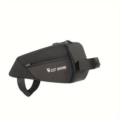 TEMU West Biking Durable 1l Top Tube Bag For Mtb & Road Bikes - Multifunctional, Wear-resistant With Side Pockets & Laminated Zipper Image