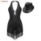 Donne Paillettes Costumi di danza jazz latino Nappa Ginnastica Body Body Balletto Body con frange Tute + Cappello Performance