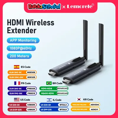 Lemorele 5G 200M Wireless HDMI Transmitter and Receiver Meeting Bluetooth Transmitter Audio for Laptop TV Projector Monitor Came