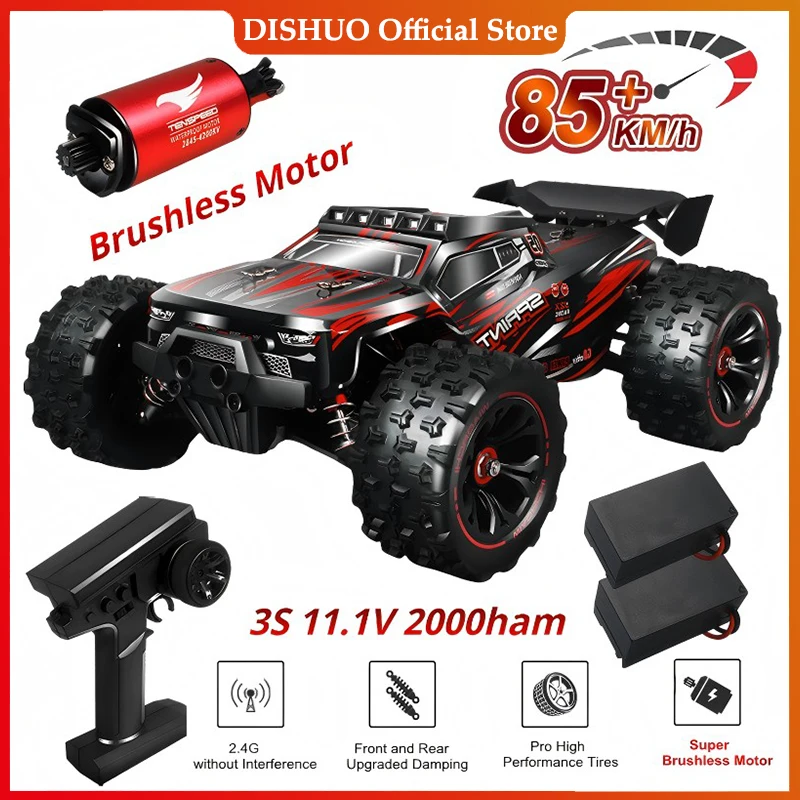 Voiture VersiRC avec Télécommande LED pour Enfants, 1:16, 85 Km/h, 50 Km/h, Camion Monster 4x4 à Dérive à Grande Vitesse, Jouets vs Wltoys 124017