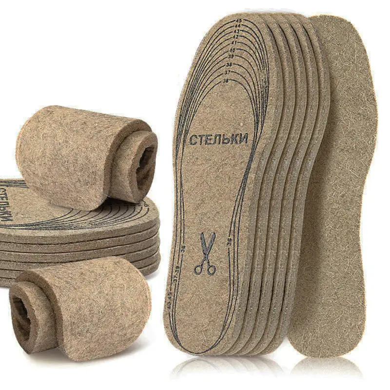Wollfilz-Einlegesohlen für den Winter, warme Stiefel, Schuheinlage, Einlegesohlen, Unisex, Fußschmerzlinderung, Innensohlen für Outdoor-Sport, Arbeit, Laufen Image
