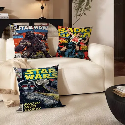 S-Star W-Wars Kissenbezug, Kissenbezug, Auto-Kissenbezug für Sofa, Auto, Weihnachtsgeschenk, 40 x 40 cm, 45 x 45 cm Image