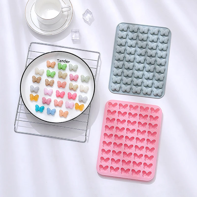 1pc 45-Kavitäten Bogen Gummibärchen Formen Antihaft-Schmetterling Krawatte Silikon für DIY Gummis Schokoladen gelee Eis schale Image