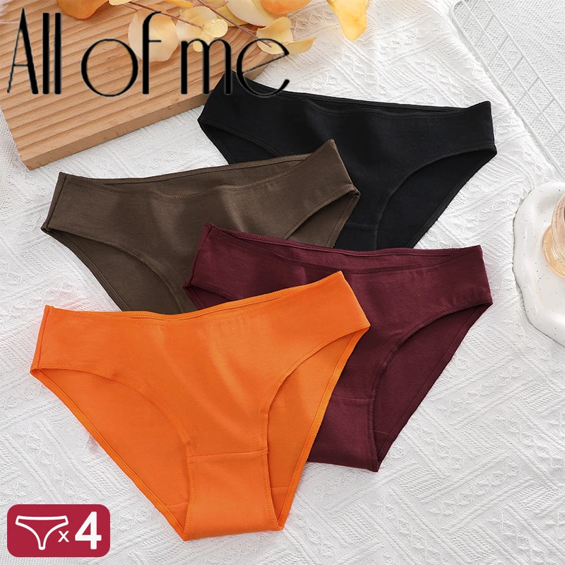 4 teile/satz Damen Höschen Bikini Slips Baumwolle Unterwäsche sexy Dessous M-XXL Höschen weibliche Unterhosen einfarbige Mädchen Hosen Image