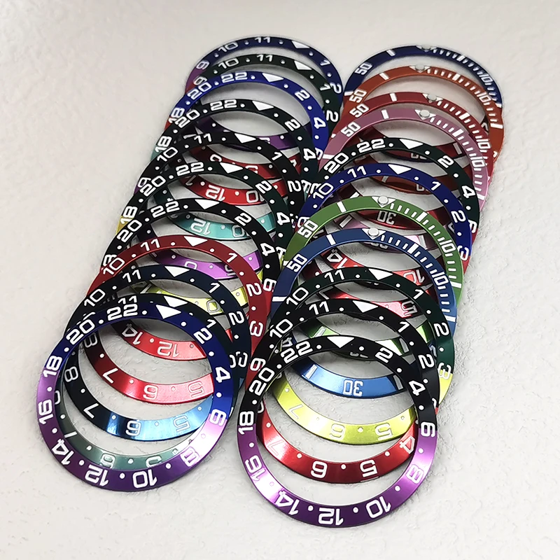 38mm * 30,5mm geneigte Aluminium lünette Einsatz Uhr Lünette Einsatz passt gmt Taucher Stil Uhr mechanische Herren uhr Ersatzteile Image