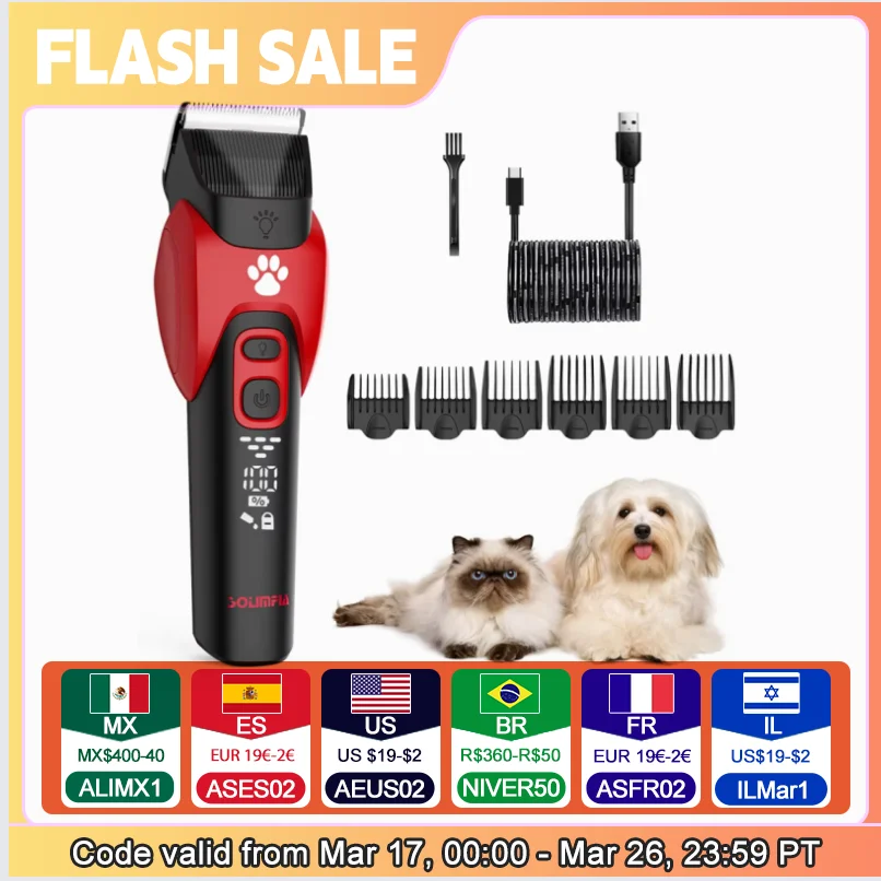 Solimpia Haarschneider für elektrische Haarschneidemaschine für Haustiere, USB-Lademaschine, Haushaltsrasierer für Katzen und Hunde Image