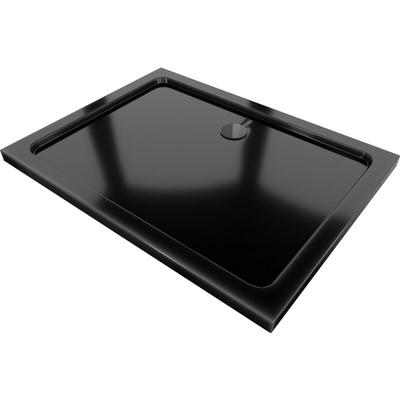 Flat rechteckige Duschwanne slim 110 x 90 cm, Schwarz, Siphon Schwarz - 40709011B - Mexen Image