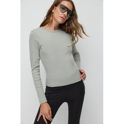 Dehnbarer Basic Langarm T-Shirt aus türkischem Stoff Image