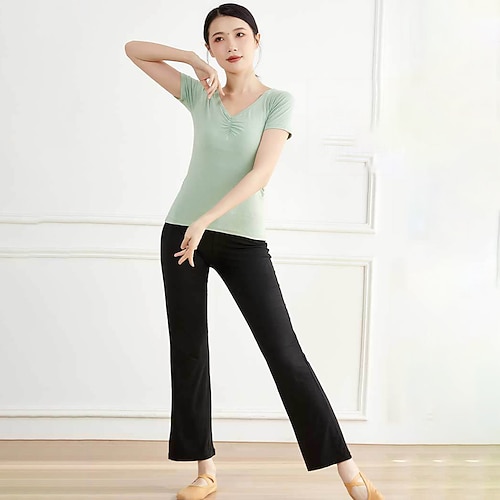 Sportkleidung oben Pure Farbe Farbaufsatz Damen Leistung Ausbildung Kurzarm Hoch Polyester Image