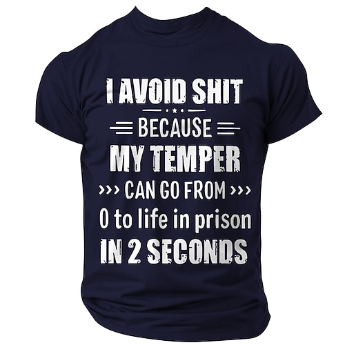 Herren Lustiger Slang T Shirt 100% Baumwolle Kurzarm Grafik Hemd Schwarz Dunkelblau Dunkelgray Bequemes T-Shirt Urlaub Straße Modedesigner-Kleidung Image