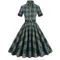 Elegant 1950er Vintage inspiriert Knielang Kleid A-Linie Kleid Teekleid Karomuster A-Linie Damen Weihnachten Karneval Neujahr Heimkehr Alltagskleidung Junggesellinnenabschiedsparty Erwachsene