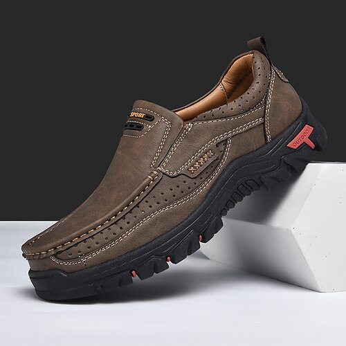 Herren Outdoor Slipper – atmungsaktive Freizeitschuhe aus perforiertem Kunstleder mit robuster, rutschfester Sohle zum Wandern und Reisen Image