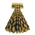 Elegant 1950er Vintage inspiriert Knielang Kleid A-Linie Kleid Teekleid Karomuster A-Linie Damen Weihnachten Karneval Neujahr Heimkehr Alltagskleidung Junggesellinnenabschiedsparty Erwachsene