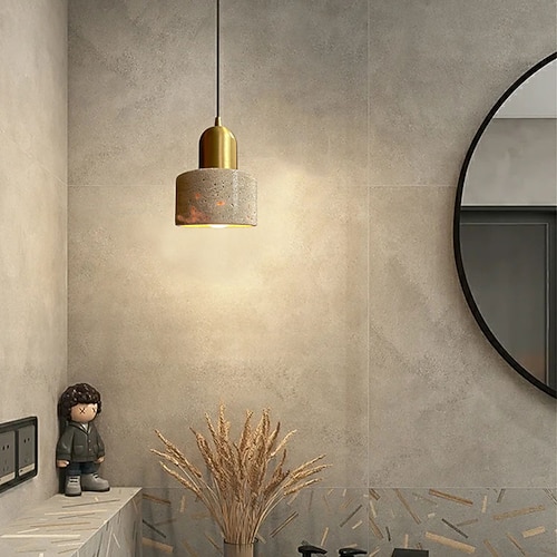 Steinschirm-Zylinder-Pendelleuchte aus Messing, Hängeleuchte, Bausatz, Retro-Mini-Pendelleuchte, nordische Pendelleuchte, 85-265V Image