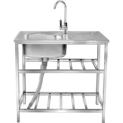Outdoor Utility Sink,Free Standing Stainless Steel Laundry Tub, Single Bowl Portable Washing Hand