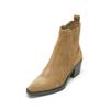 Chelseaboots MARC O'POLO "mit Innenzipper", Damen, Gr. 38, braun (mid braun), Obermaterial: 100% Leder (Rind), unifarben, Schuhe