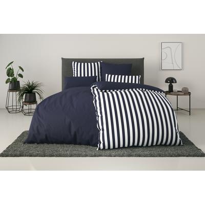 Wendebettwäsche ANDAS "Greta", blau (navy), B/L: 135cm x 200cm, , Renforcé, B/L: 80cm x 40cm, Renforcu00e9, Obermaterial: 100% Baumwolle, Bettwäsche, Bettwäsche mit Streifen in verschiedenen Qualitäten, ab 135x200 cm Image