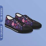 Dezente Bisexual Pride Blumen Sneakers | Bi Pride Flagge Turnschuhe | Low Top Herren & Damen Sneakers | Schwarz/Weiße Sohle | Bisexuell-Pride-Wear