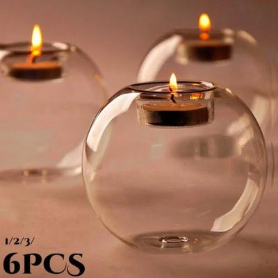 TEMU 1/2/3/6pcs European Crystal Glass Candle Holder Halloween Decor Dining Table Candle Stick Romantic Wedding Bar Party Home Decorations Image