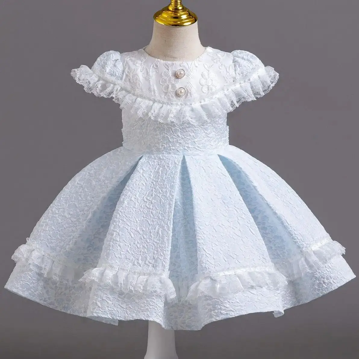 Hetiso Baby erstes Geburtstags kleid Perle Prinzessin Kinder Party kleider für Mädchen Leopard Spitze Taufe Ballkleid 1-4 Jahre Image