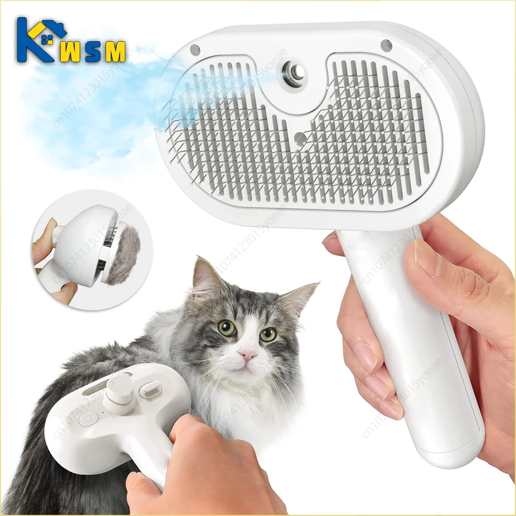 Dampfige Katzenbürste, Haustierspray, Pflegekamm, zum Entfernen schwimmende Haare, Fluffs, Haar, Wasser, Dampf-Styling für Hunde, Katzen, Zubehör Image