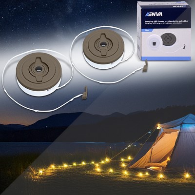 Enva 2x Camping LED Lampe + Lichterkette aufrollbar 10 m - 1800mAh [Hersteller-Nr. 41108997] Image