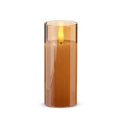 RAZ Imports 4432933 - 2" x 5" Ivory Wax Gold Glass LED Pillar Candle with Timer