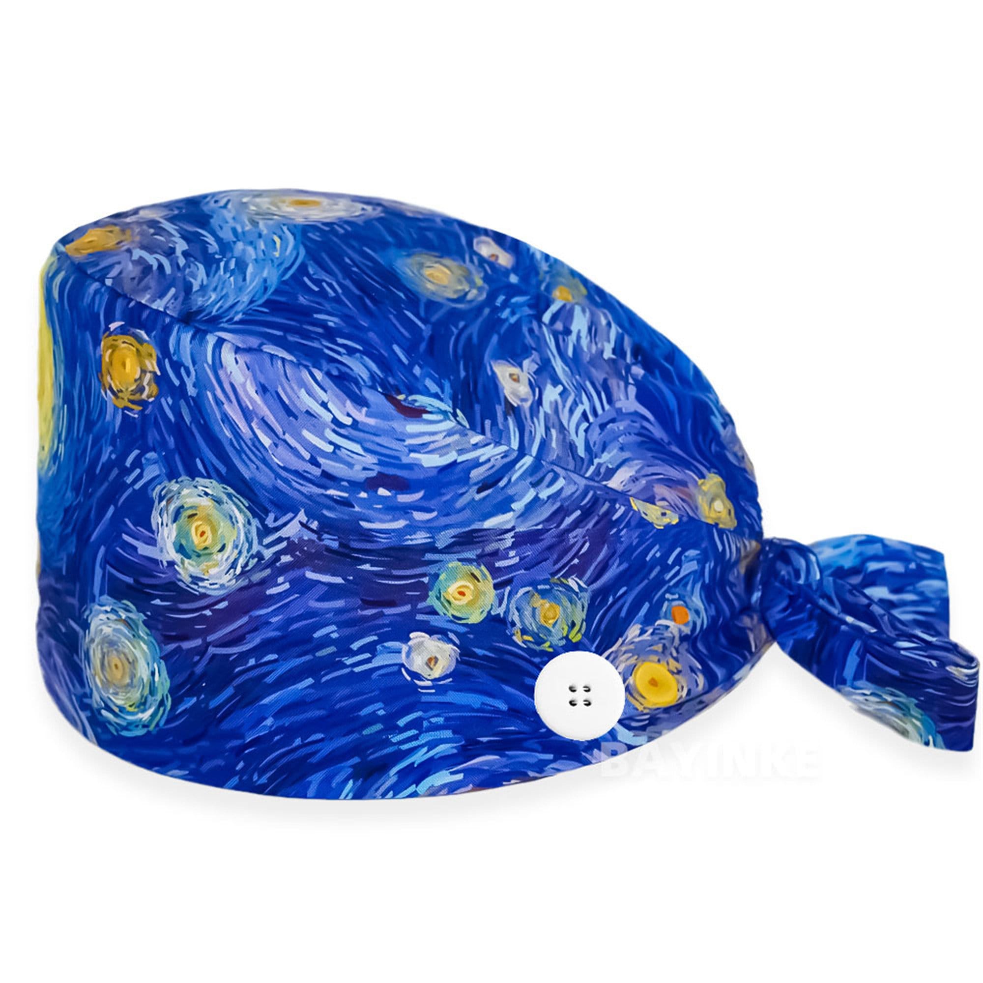 8 modelli di cappello da scrub notturno stellato, berretto chirurgico Van Gogh, cappello da uomo con cappello, berretto chirurgico da donna, berretto