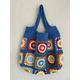 Borsa a tracolla all'uncinetto colorata nonna quadrata, borsa all'uncinetto blu per le donne, borsa tote intrecciata a mano, borsa all'uncinetto lavor