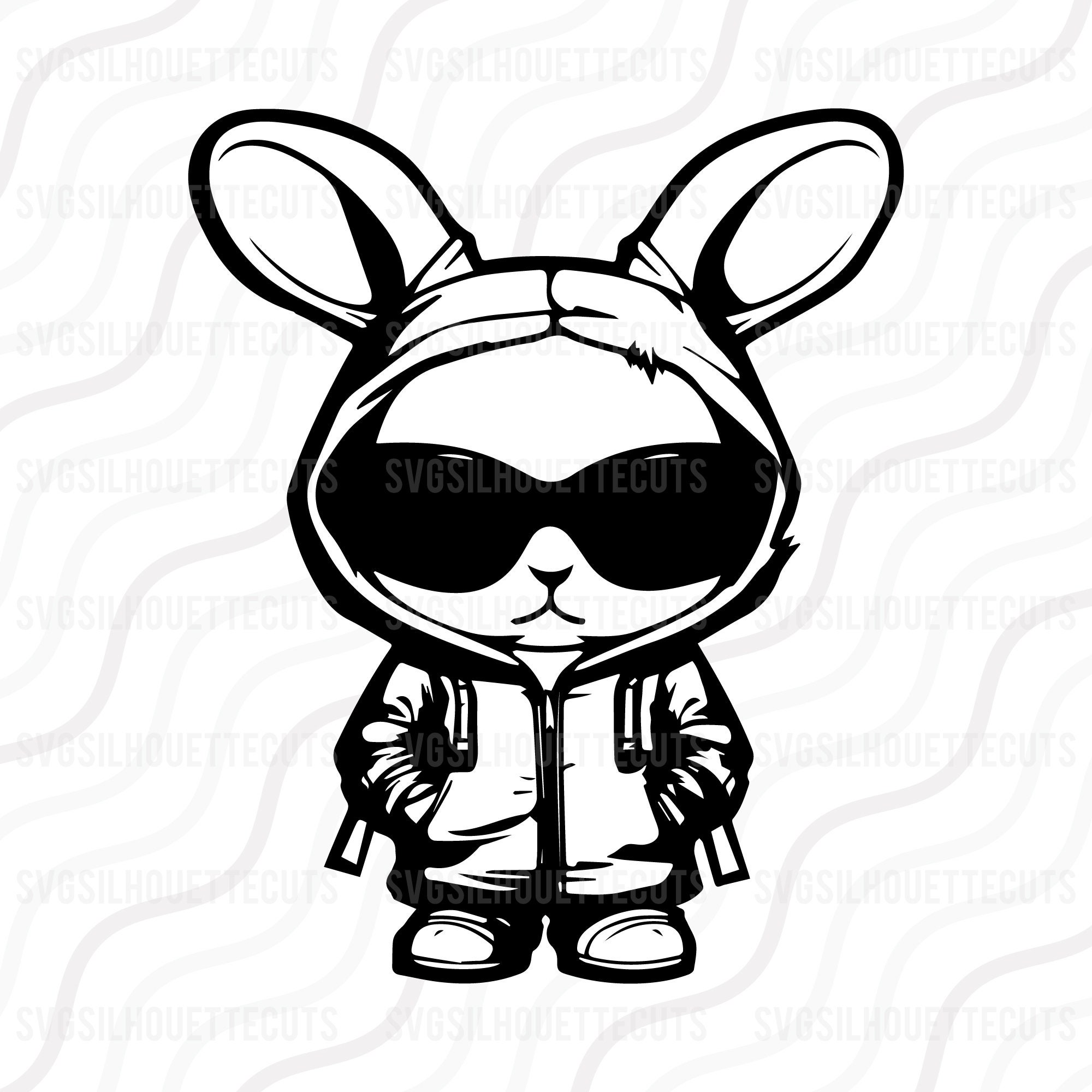 Hip Hop Bunny SVG, Easter Bunny SVG, Cute Bunny SVG Tabella di taglio Design,svg,dxf,png Da usare con Silhouette Studio e Cricut_Download immediato