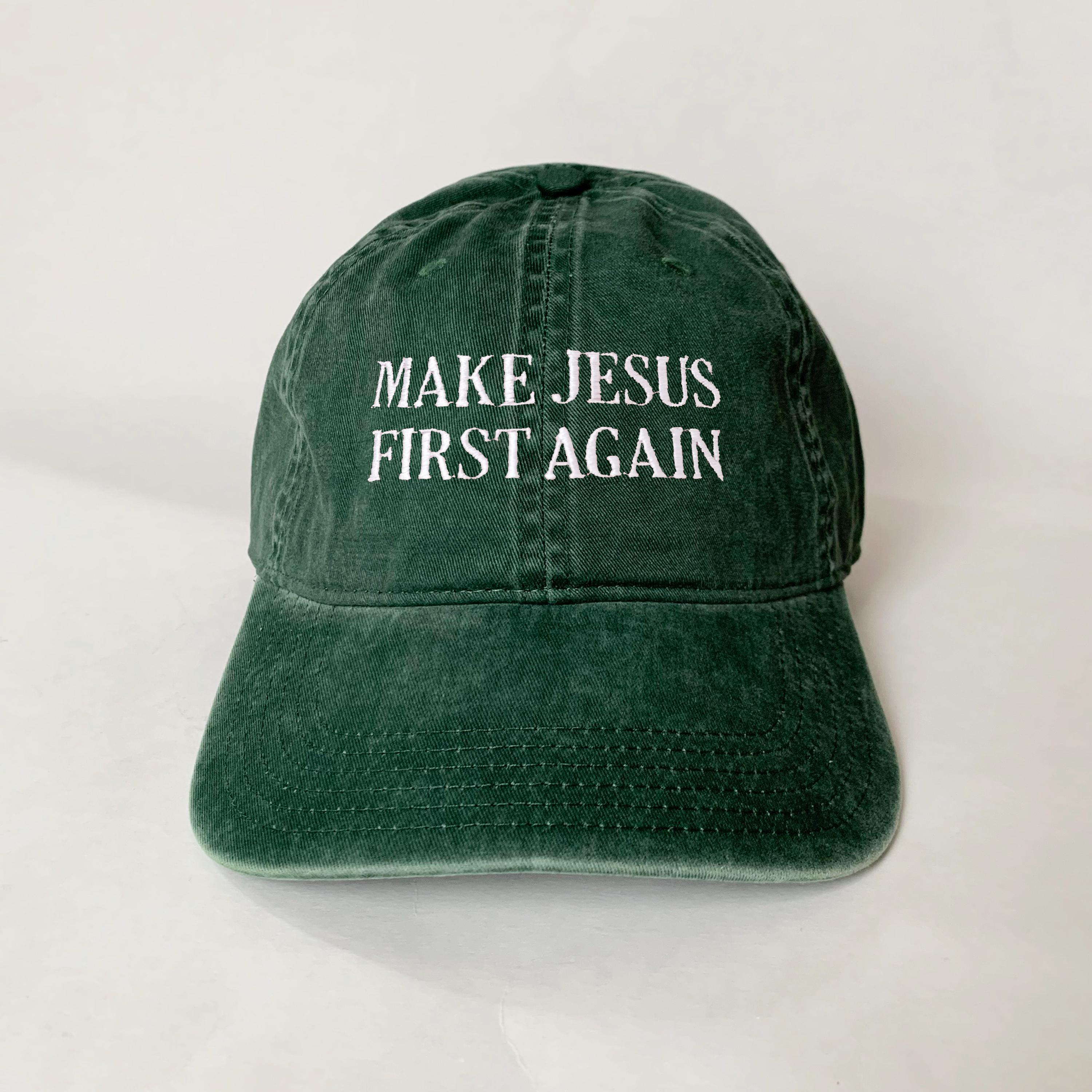 "Cappello lavato ricamato \"Make Jesus First Again\" Cappello in cotone Cappello da papà Cappello in cotone lavato"