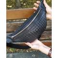 Borsa a tracolla in pelle intrecciata, marsupio da donna con cintura, marsupio intrecciato a mano nero, borsa da donna, borsa tote in pelle