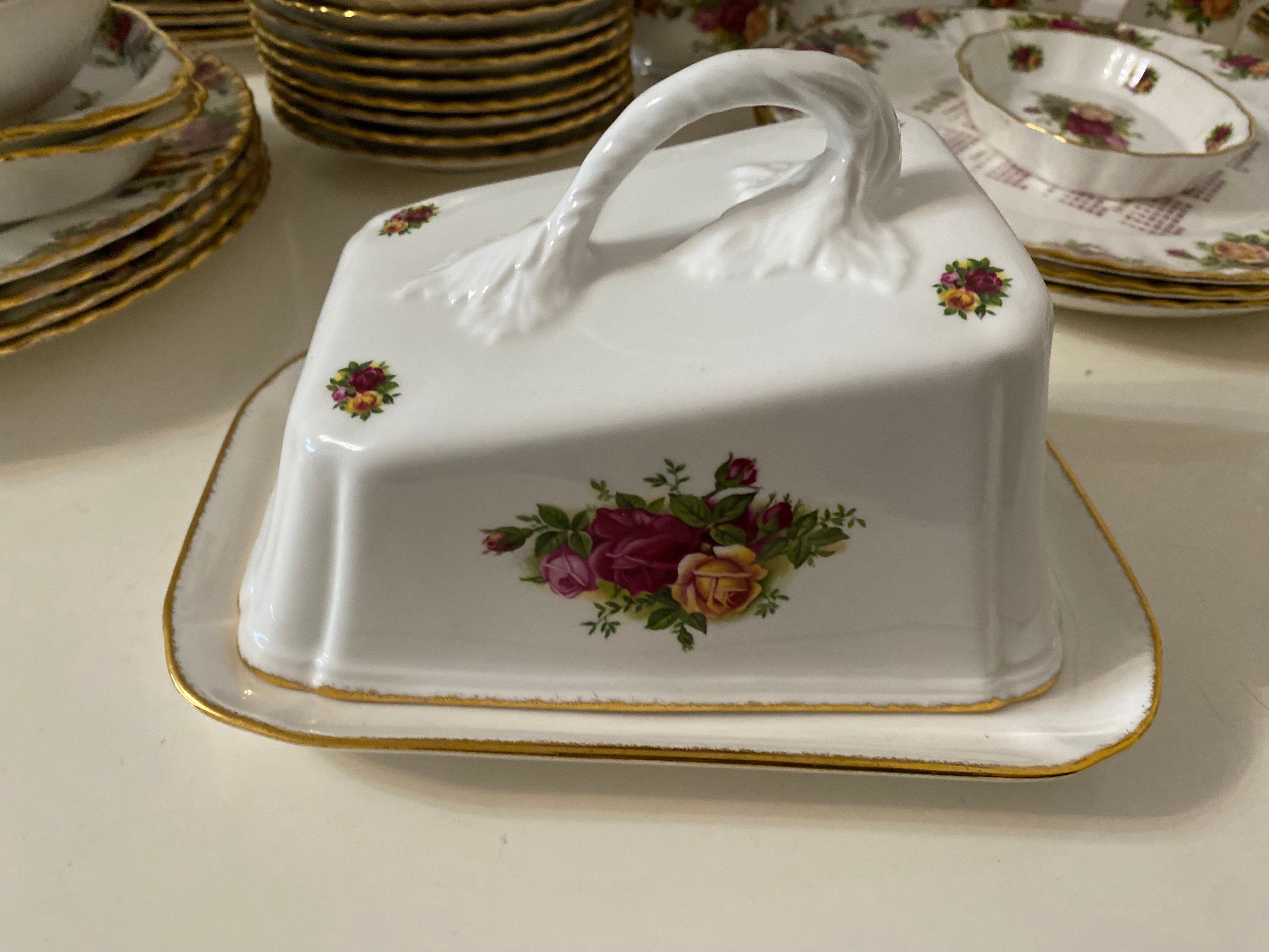 Piatto per formaggio e burro con coperchio Royal Albert Old Country Roses, piatto con coperchio in porcellana inglese, porcellana di ricambio, porcell