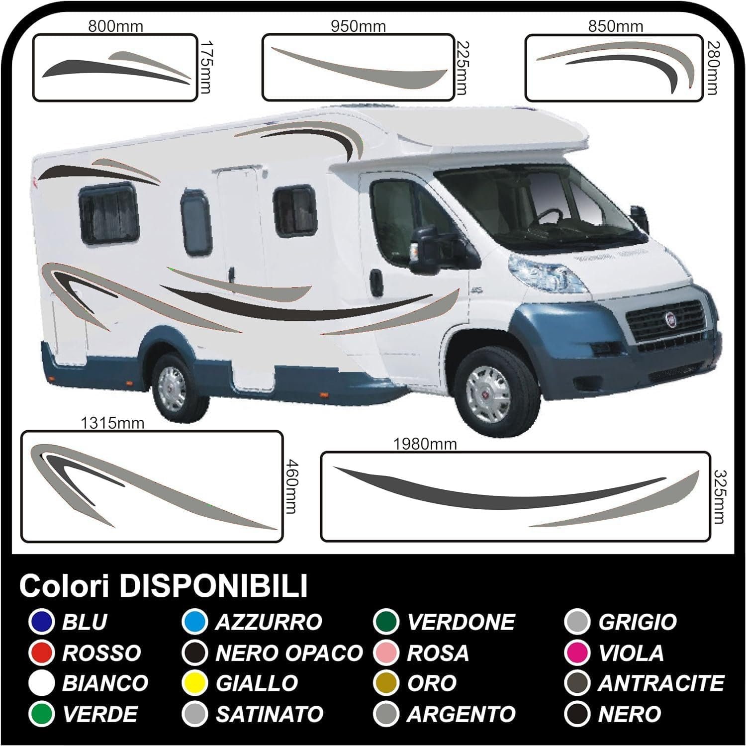 kit completo adesivi per CAMPER grafica in vinile adesivi decalcomanie Set Camper Van RV Caravan Motorhome roulotte - grafica 04c