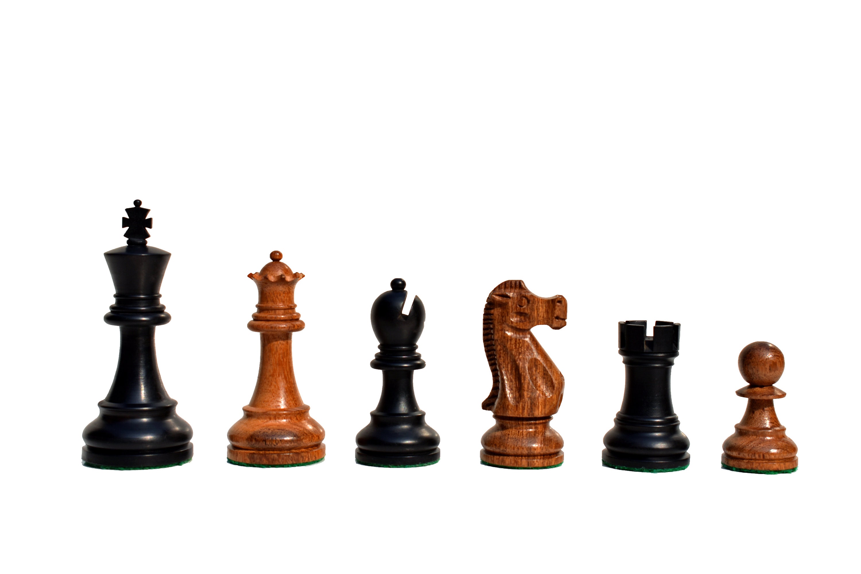 "I pezzi di scacchi di lusso in legno Deluxe Staunton da 3,75 \"King Acacia / Ebonized staunton pezzi di scacchi / pezzi di scacchi in legno - The Chess"